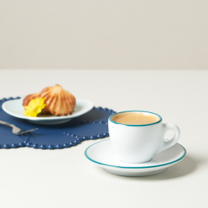 Кофейная пара для эспрессо Ancap Verona Rims фарфор морская волна, ободок на чашке/блюдце Фото 10
