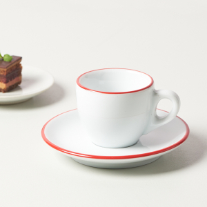 Кофейная пара для эспрессо Ancap Verona Rims фарфор красный, ободок на чашке/блюдце Фото 11