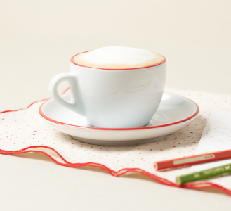 Кофейная пара для капучино Ancap Verona Rims фарфор красный, ободок на чашке/блюдце Фото 18