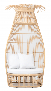 Лаунж-кресло плетеное RosaDesign Cabana Loveseat алюминий, искусственный ротанг, ткань натуральный, белый Фото 1