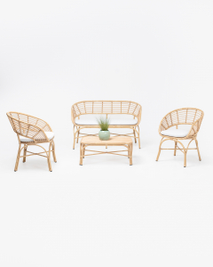 Комплект плетеной лаунж мебели RosaDesign Coconut алюминий, искусственный ротанг, ткань натуральный, белый Фото 2