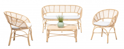 Комплект плетеной лаунж мебели RosaDesign Coconut алюминий, искусственный ротанг, ткань натуральный, белый Фото 1