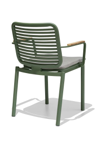 Кресло металлическое с подушкой Tagliamento Armona алюминий, тик, акрил зеленый, светло-серый Фото 8
