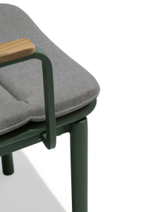 Кресло металлическое с подушкой Tagliamento Armona алюминий, тик, акрил зеленый, светло-серый Фото 11