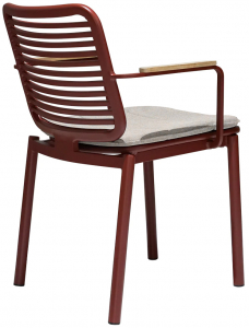 Кресло металлическое с подушкой Tagliamento Armona алюминий, тик, акрил терракотовый, светло-бежевый Фото 7
