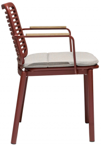 Кресло металлическое с подушкой Tagliamento Armona алюминий, тик, акрил терракотовый, светло-бежевый Фото 8