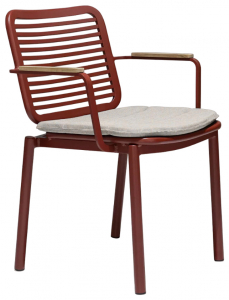 Кресло металлическое с подушкой Tagliamento Armona алюминий, тик, акрил терракотовый, светло-бежевый Фото 1