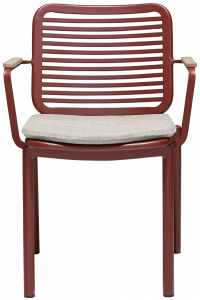 Кресло металлическое с подушкой Tagliamento Armona алюминий, тик, акрил терракотовый, светло-бежевый Фото 6