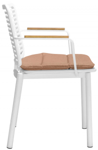 Кресло металлическое с подушкой Tagliamento Armona алюминий, тик, акрил белый, терракотовый Фото 6