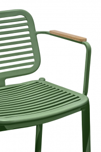 Кресло барное с подушкой Tagliamento Armona алюминий, тик, акрил зеленый, светло-серый Фото 8