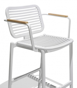 Кресло барное с подушкой Tagliamento Armona алюминий, тик, акрил белый, терракотовый Фото 10