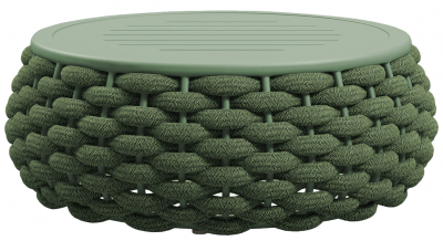 Пуф-столик плетеный с подушкой Tagliamento Pouf алюминий, роуп, акрил зеленый, светло-серый Фото 4