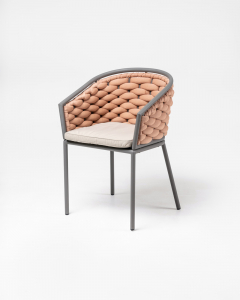 Комплект обеденной мебели RosaDesign Manhattan тик, алюминий, роуп, ткань натуральный, антрацит, розовый, серый Фото 3
