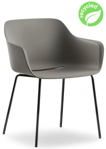 Кресло пластиковое PEDRALI Babila XL RG сталь, переработанный полипропилен серый Фото 1