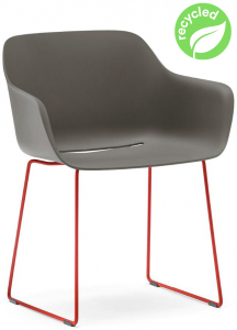 Кресло пластиковое на полозьях PEDRALI Babila XL RG сталь, переработанный полипропилен серый Фото 1