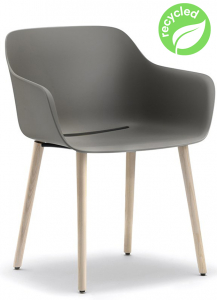 Кресло пластиковое PEDRALI Babila XL RG сталь, ясень, переработанный полипропилен серый Фото 1