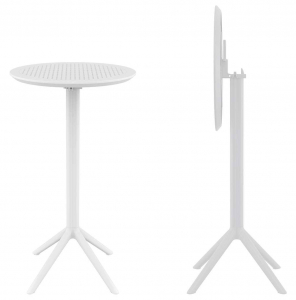Стол пластиковый барный складной Siesta Contract Sky Folding Bar Table 60 сталь, пластик белый Фото 1