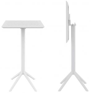 Стол пластиковый барный складной Siesta Contract Sky Folding Bar Table 60 сталь, пластик белый Фото 1