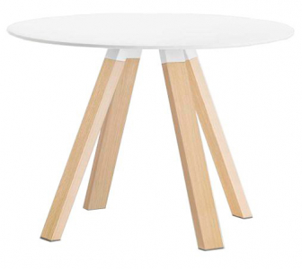 Стол обеденный PEDRALI Arki-Table Wood дуб, компакт-ламинат HPL беленый дуб, белый Фото 1