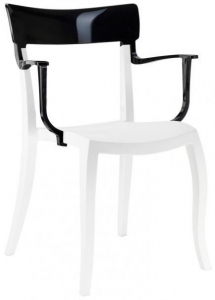 Кресло пластиковое PAPATYA Hera-K стеклопластик, поликарбонат белый, черный Фото 1