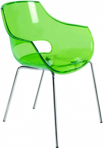 Кресло прозрачное PAPATYA Opal-ML сталь, поликарбонат хромированный, зеленый Фото 1