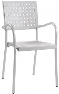 Кресло пластиковое PAPATYA Karea алюминий, стеклопластик сатинированный алюминий, белый Фото 1