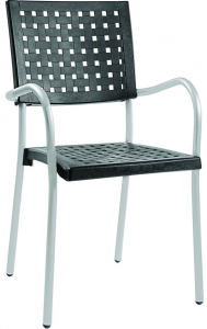 Кресло пластиковое PAPATYA Karea алюминий, стеклопластик сатинированный алюминий, черный Фото 1