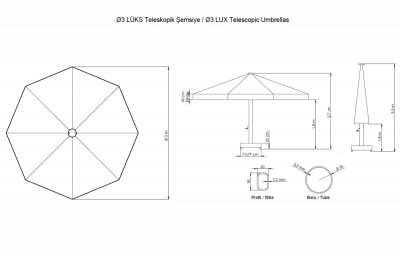 Зонт профессиональный THEUMBRELA SEMSIYE EVI Lux Telescopic алюминий, олефин Фото 2