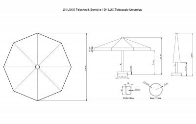 Зонт профессиональный THEUMBRELA SEMSIYE EVI Lux Telescopic алюминий, олефин Фото 2