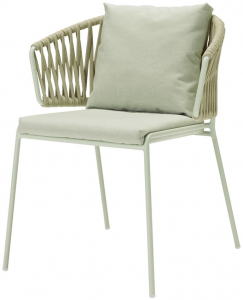 Кресло плетеное с подушкой Scab Design Lisa Filo Nest сталь, роуп, ткань sunbrella зеленый шалфей, песочный, зеленый Фото 1