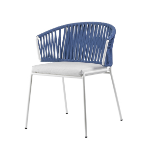 Кресло плетеное с подушкой Scab Design Lisa Filo Nest сталь, роуп, ткань sunbrella лен, полуночный, лед Фото 8