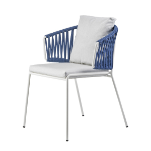 Кресло плетеное с подушкой Scab Design Lisa Filo Nest сталь, роуп, ткань sunbrella лен, полуночный, лед Фото 4
