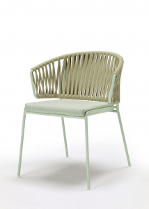 Кресло плетеное Scab Design Lisa Filo Nest сталь, роуп, ткань sunbrella зеленый шалфей, песочный, зеленый Фото 4