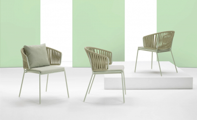 Кресло плетеное Scab Design Lisa Filo Nest сталь, роуп, ткань sunbrella зеленый шалфей, песочный, зеленый Фото 21