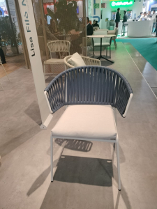 Кресло плетеное Scab Design Lisa Filo Nest сталь, роуп, ткань sunbrella лен, полуночный, лед Фото 9