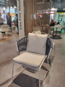 Кресло плетеное Scab Design Lisa Filo Nest сталь, роуп, ткань sunbrella лен, полуночный, лед Фото 14