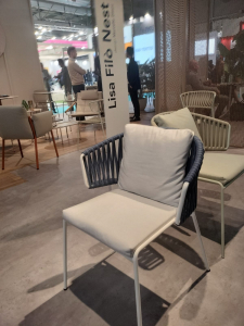 Кресло плетеное Scab Design Lisa Filo Nest сталь, роуп, ткань sunbrella лен, полуночный, лед Фото 15