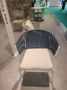 Кресло плетеное с подушкой Scab Design Lisa Filo Nest сталь, роуп, ткань sunbrella лен, полуночный, лед Фото 16