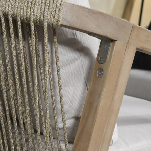 Кресло деревянное с подушками Tagliamento Ravona KD акация, роуп, олефин натуральный, бежевый Фото 7