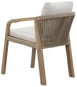 Кресло деревянное с подушками Tagliamento Rimini KD акация, роуп, олефин натуральный, бежевый Фото 7
