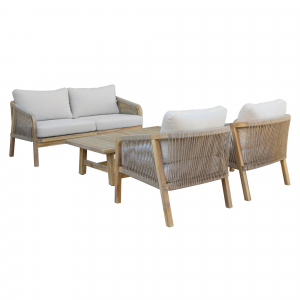 Комплект деревянной мебели Tagliamento Ravona KD акация, роуп, олефин натуральный, бежевый Фото 5