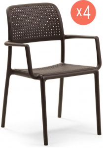 Комплект пластиковых кресел Nardi Bora Set 4 стеклопластик кофе Фото 1