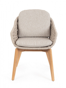 Кресло плетеное с подушками Garden Relax Tamires тик, алюминий, роуп, олефин натуральный, бежевый, серый Фото 2