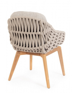 Кресло плетеное с подушками Garden Relax Tamires тик, алюминий, роуп, олефин натуральный, бежевый, серый Фото 5