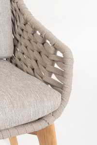 Кресло плетеное с подушками Garden Relax Tamires тик, алюминий, роуп, олефин натуральный, бежевый, серый Фото 6