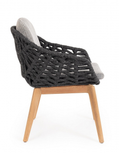 Кресло плетеное с подушками Garden Relax Tamires тик, алюминий, роуп, олефин натуральный, антрацит, серый Фото 5