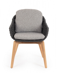 Кресло плетеное с подушками Garden Relax Tamires тик, алюминий, роуп, олефин натуральный, антрацит, серый Фото 2