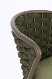 Стул плетеный с подушкой Garden Relax Harlow алюминий, роуп, олефин коричневый, зеленый, оливковый Фото 8