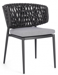 Кресло плетеное с подушкой Garden Relax Noelia алюминий, роуп, акрил антрацит, серый Фото 1