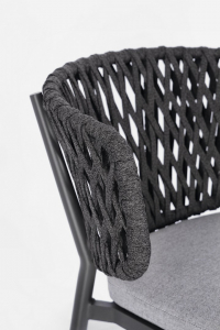 Кресло плетеное с подушкой Garden Relax Noelia алюминий, роуп, акрил антрацит, серый Фото 7